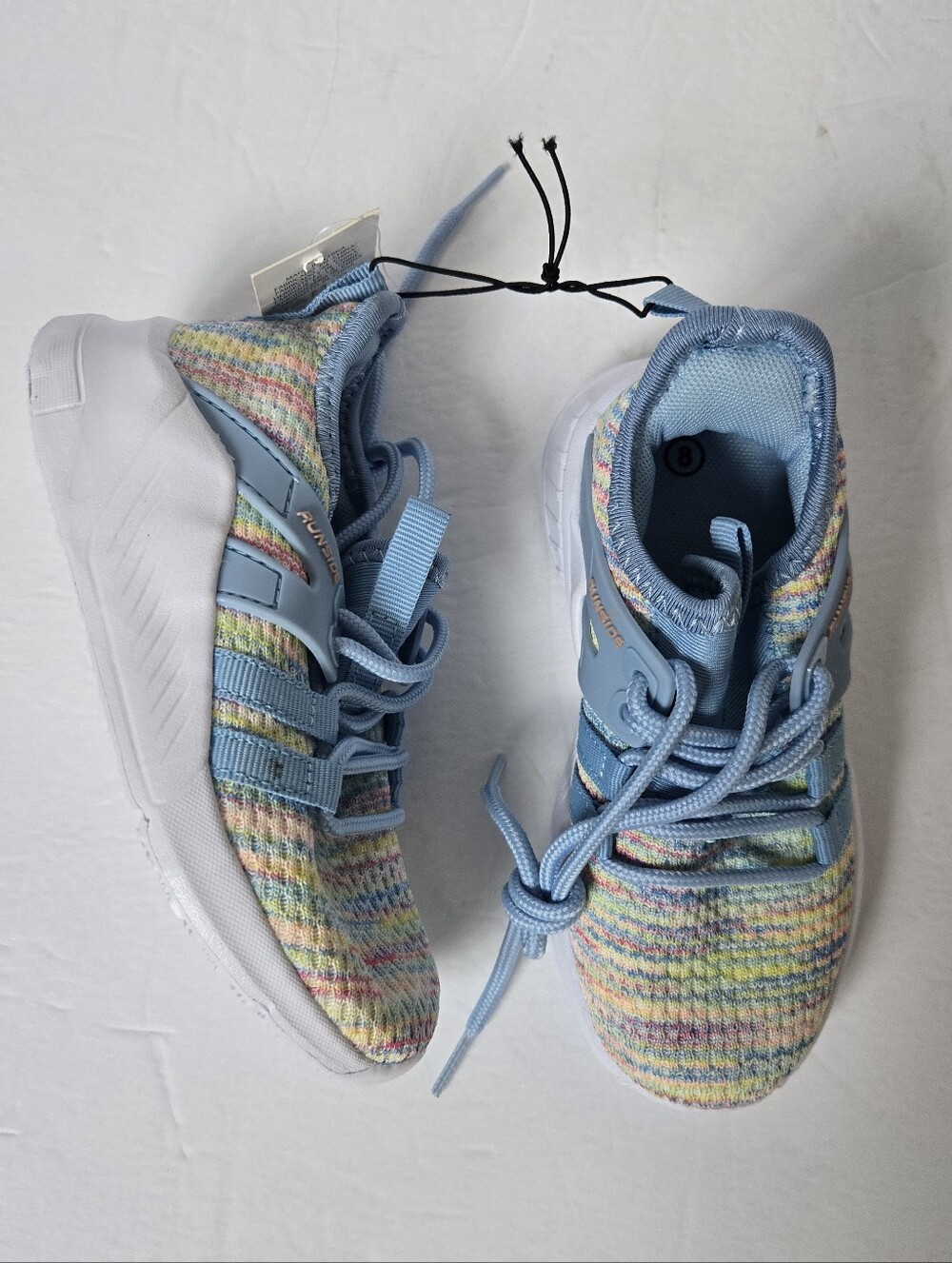 NWT Kids Multi-Color & Blue Knit Slip on Athletic Shoes Lace Up Tennis Shoes